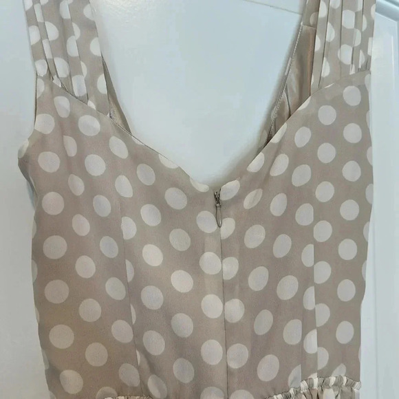 Express Polka Dot Faux Wrap Dress White Beige Tan Casual Party Work Sz 2 - Picture 7 of 8